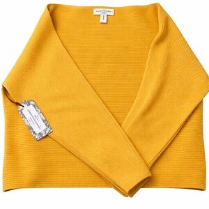 Laura Ashley NWT Ribbed Wrap Sweater Mustard Yellow - Size Large